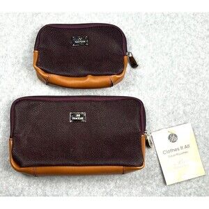 JM Collection Set of 2 Brown Travel Cosmetic Organizer Pouches Toiletry Bags NWT